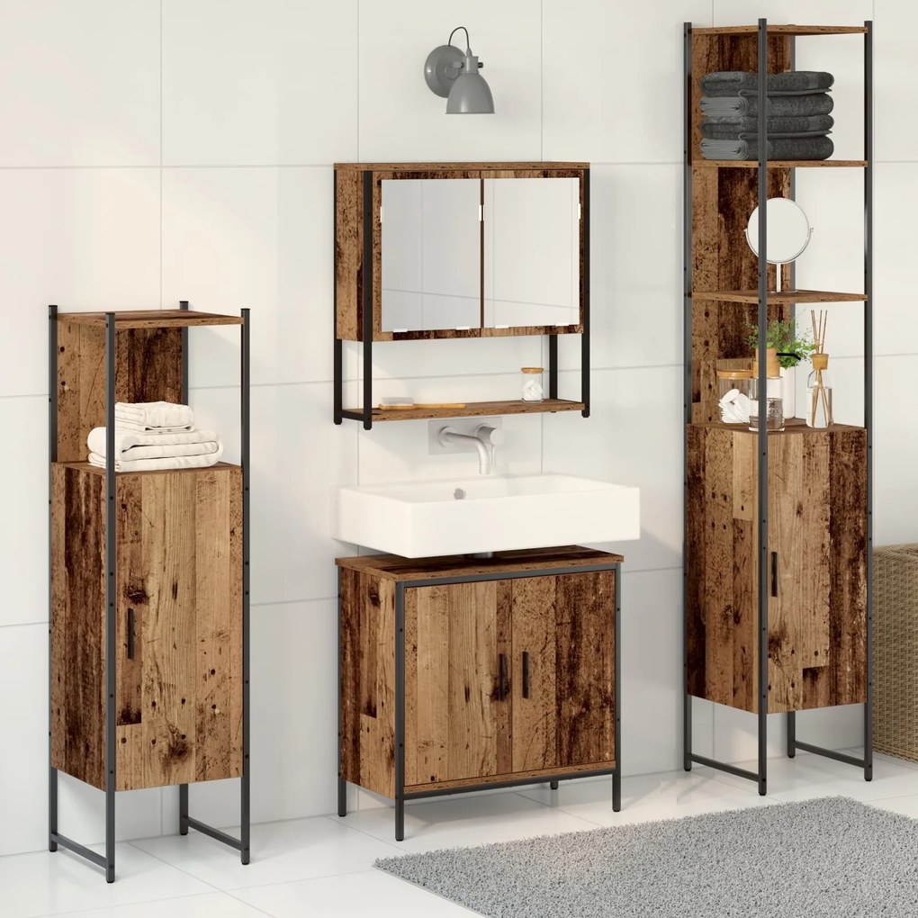 vidaXL Set de mobilier pentru baie 4 pcs Maro 33 x 33 x 185.5 cm