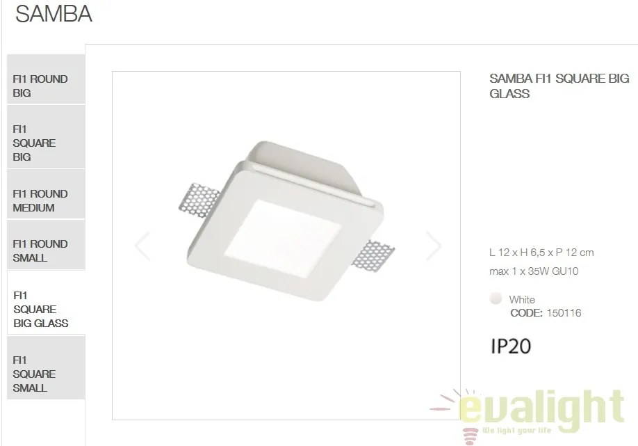 Spot incastrabil SAMBA FI1 SQUARE BIG GLASS 150116