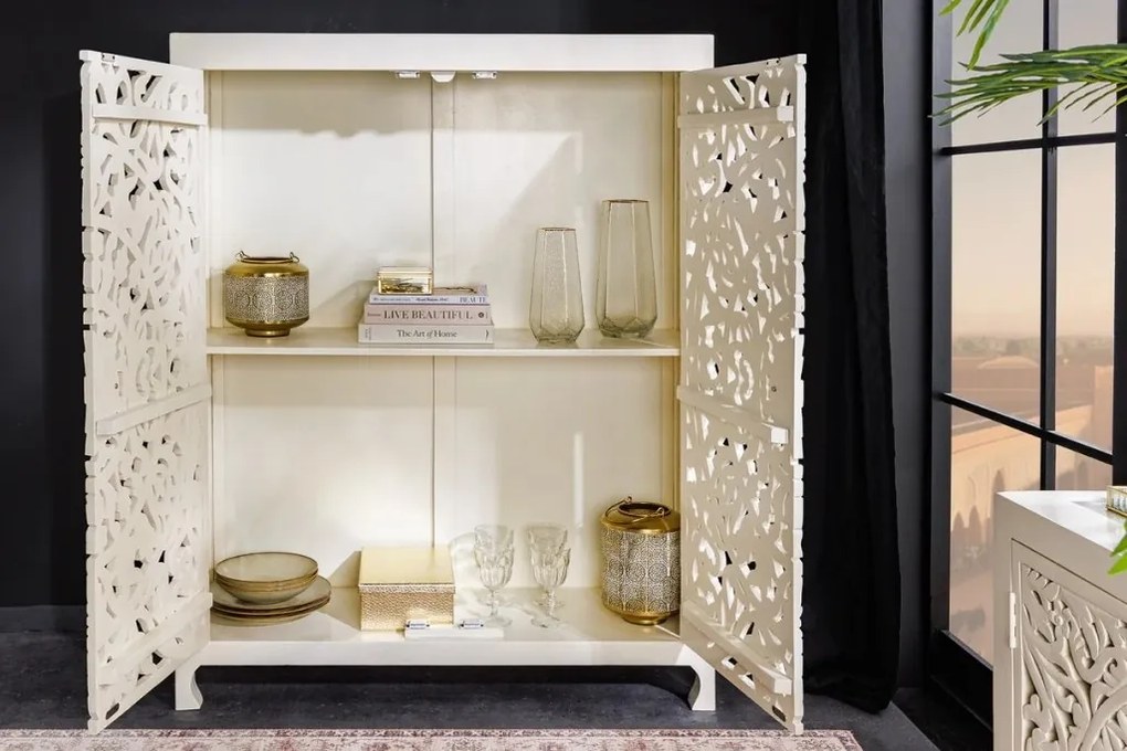 Comoda inalta design oriental MARRAKECH 140cm, alb