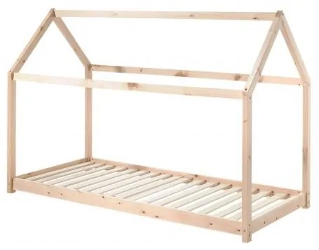 Pat Căsuță , Natural, 90 x 200 cm (Pin Masiv) – CABANE – Vipack