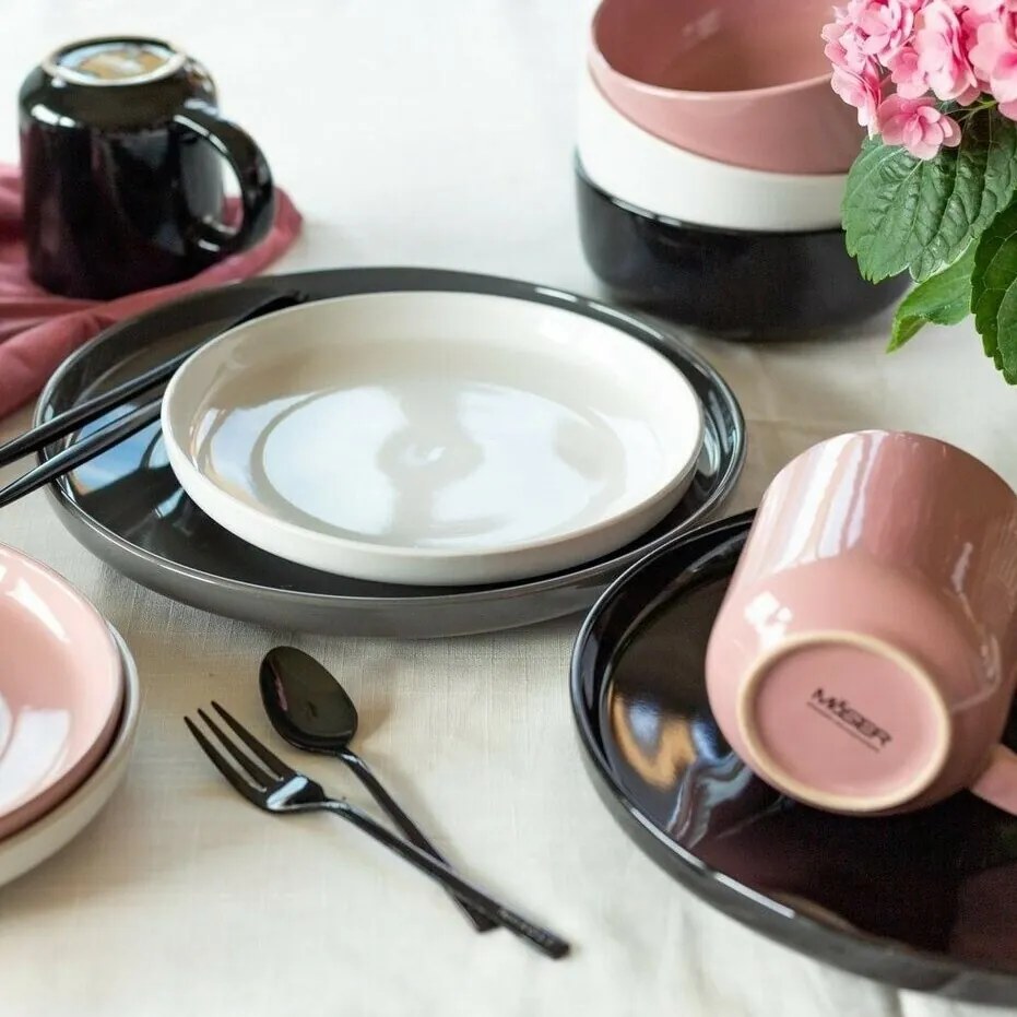 Set de masă Mäser 16 piese ALENIA, negru