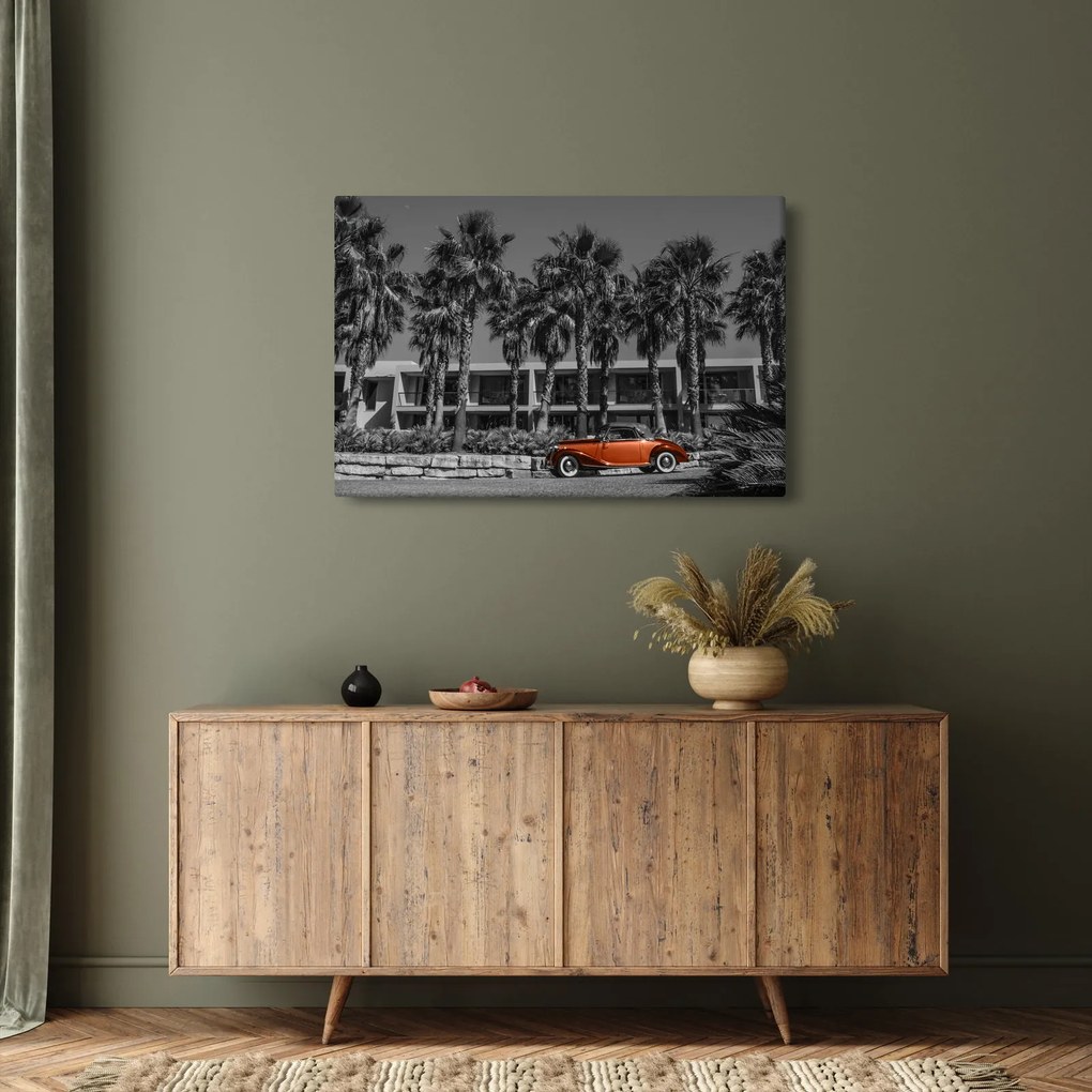 Tablou - Mașină roșie, retro (90x60 cm)