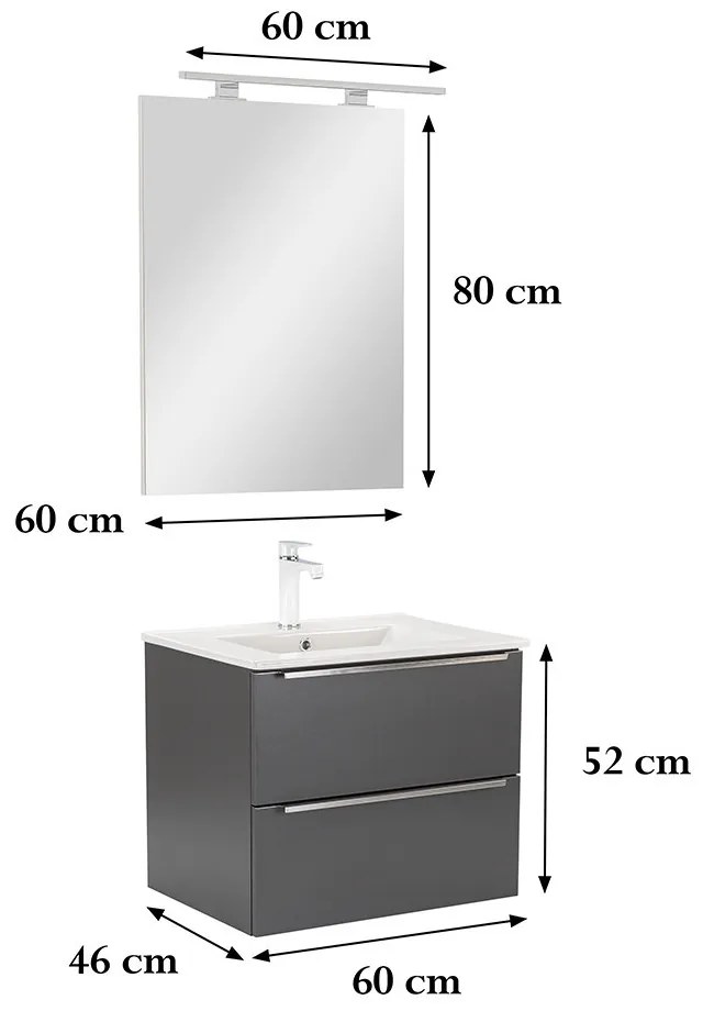 Mobilier complet de baie Vario Trim 60 antracit-antracit