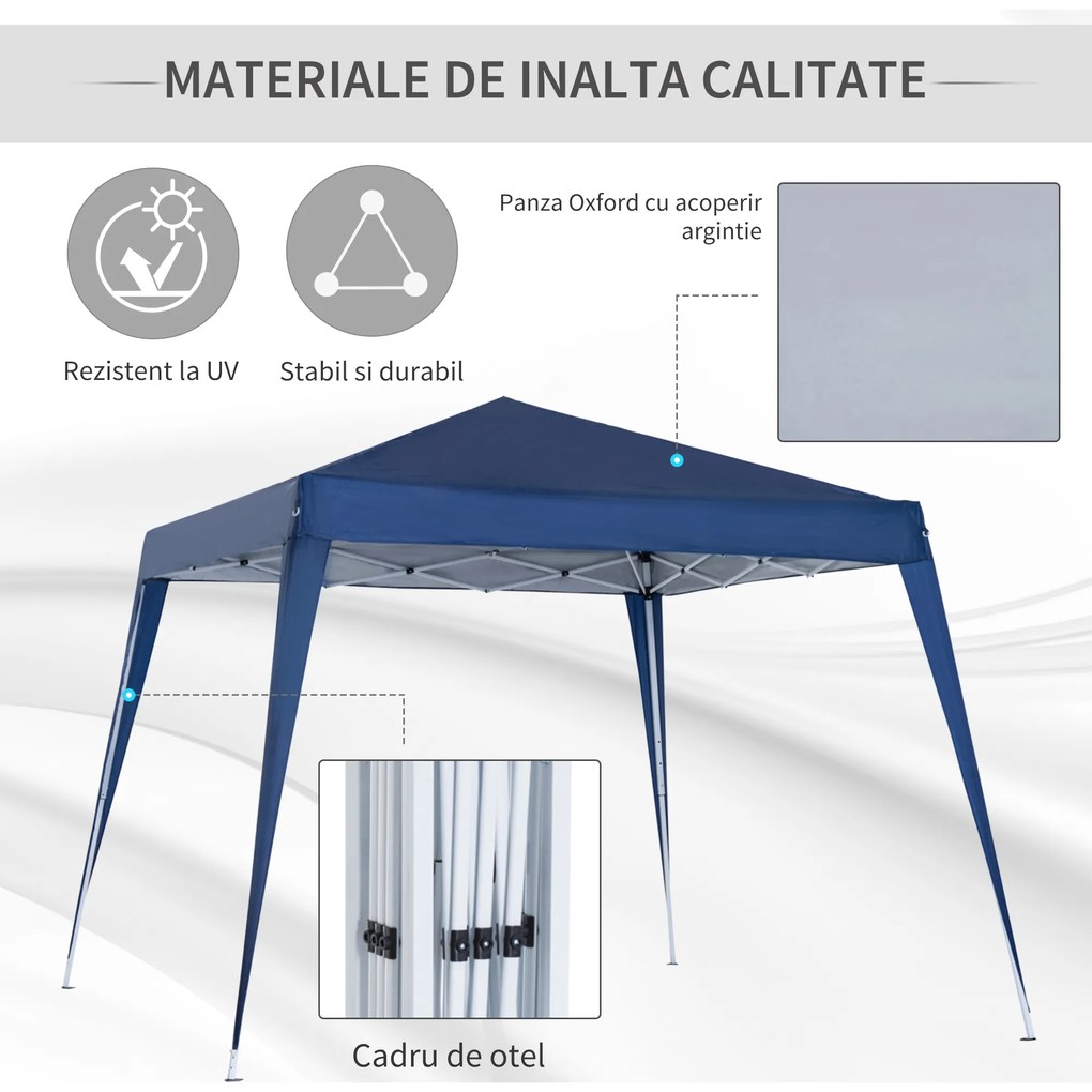 Outsunny Foisor Pliabil 2.4x2.4m, Foisor de Gradina Structura