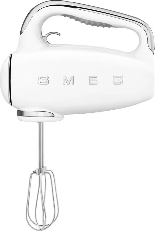 Mixer manual SMEG 50's Style HMF01WHEU, 250 W, 9 viteze, Functie Turbo, Afisaj LED, Timer, Accesorii, Alb