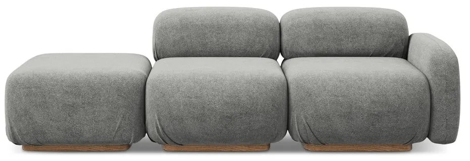 Șezlong modular gri cu tapițerie din țesătură bouclé (cu colț pe partea stângă) Ailani – Makamii