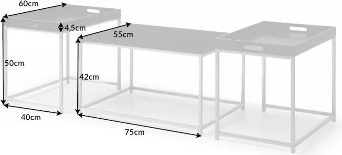 Set de 3 masute design industrial Elements negru