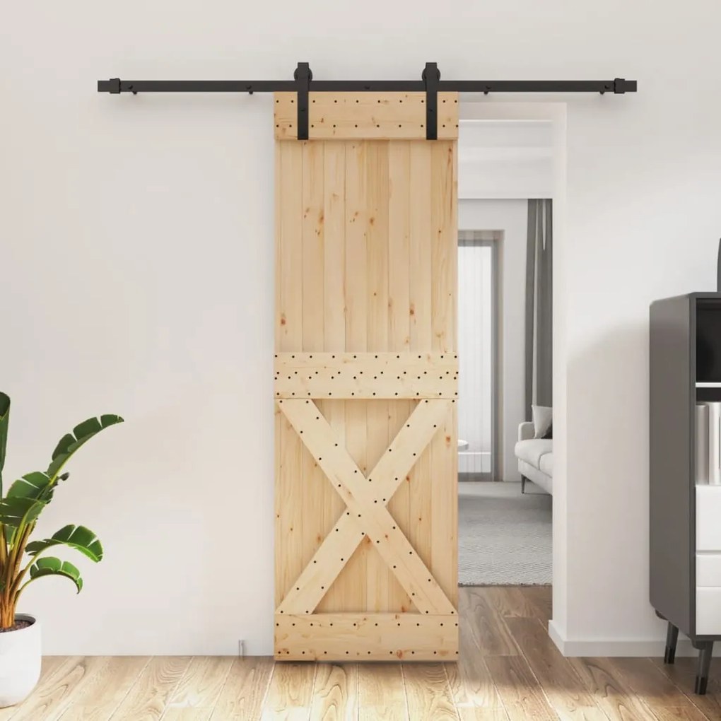 vidaXL Ușă glisantă cu set de feronerie 70x210 cm, lemn masiv de pin