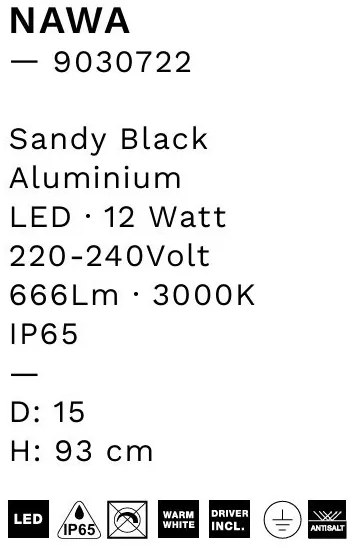 Tarus LED modern iluminat exterior ambiental IP65 NAWA H-93cm