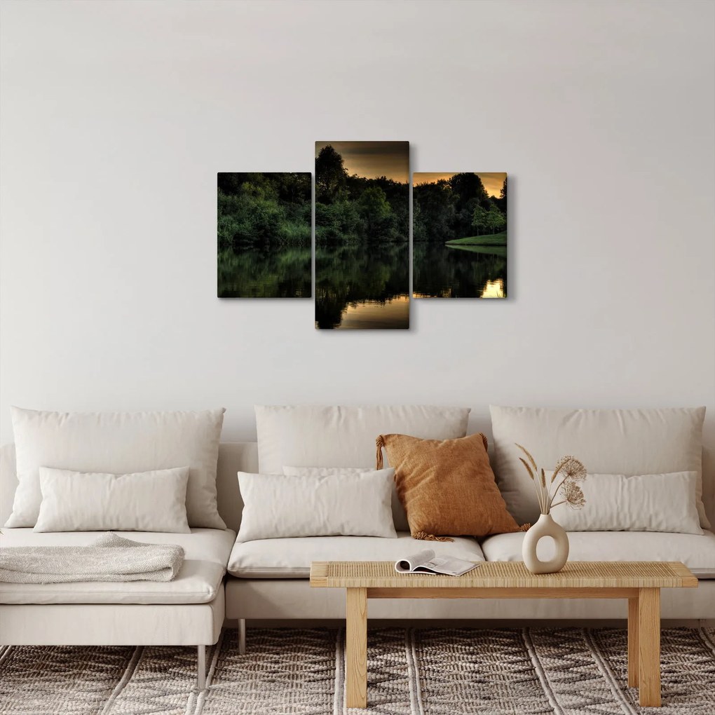 Tablou cu lac în pădure (90x60 cm)