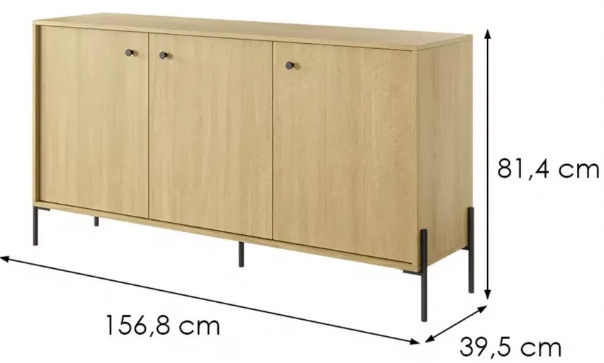 Comodă cu decor stejar SCANDI 153 3D