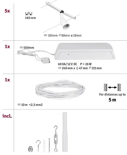Paulmann 94458 - Set 5x GU5,3/10W spot SALT 230V alb