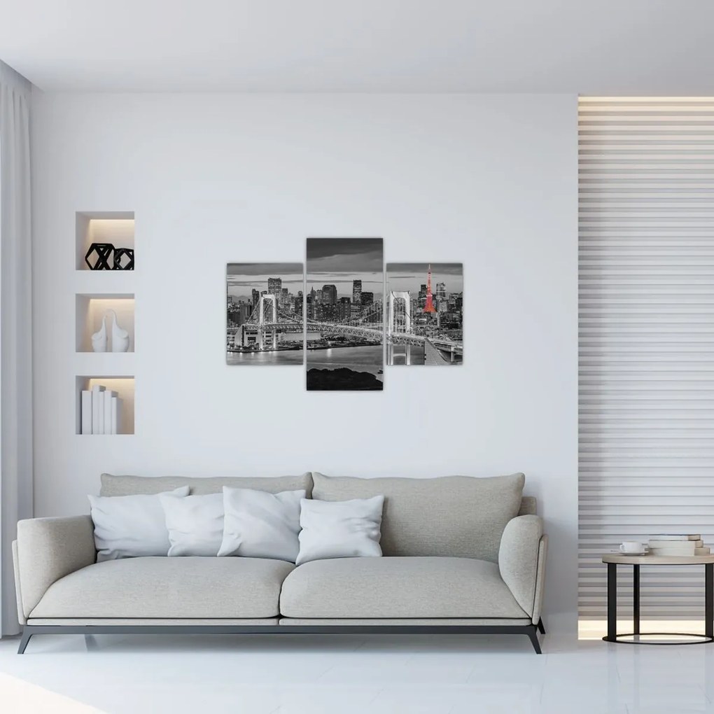 Tablou - Oraș mare cu un turn roșu (90x60 cm)