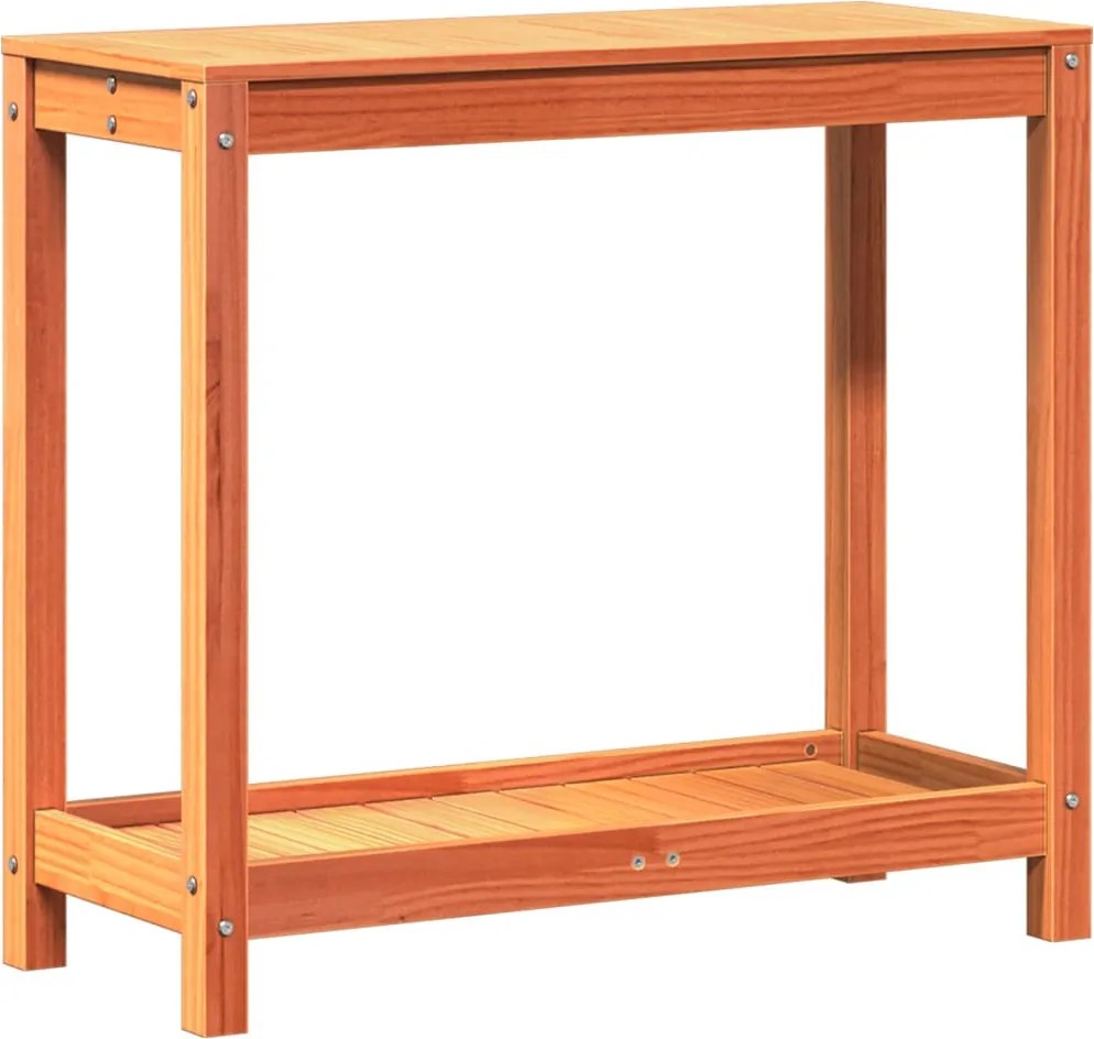 vidaXL Masă plantare cu raft maro ceruit 82,5x35x75 cm lemn masiv pin