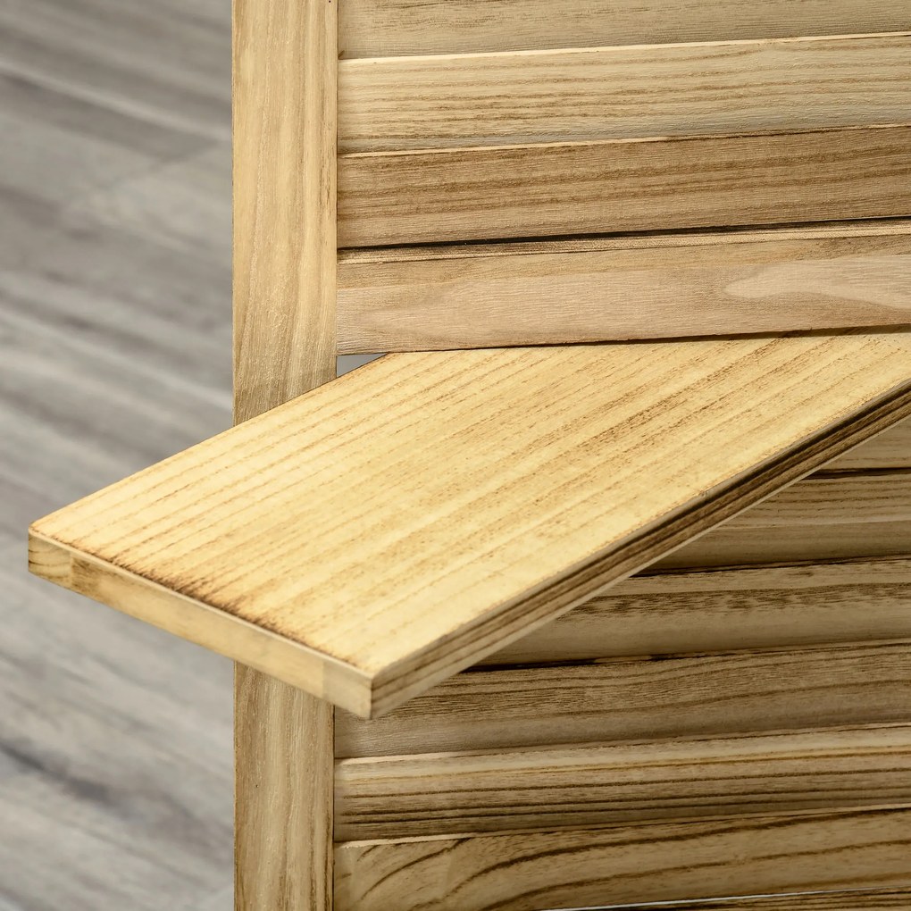 HOMCOM Paravan separator interior pliabil cu 4 panouri și rafturi din lemn de paulownia, 162x170 cm, Lemn | Aosom Romania