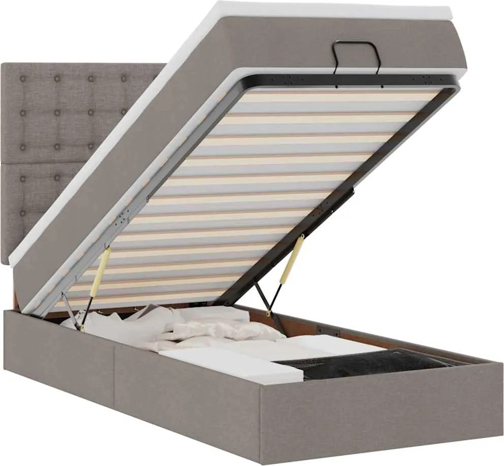 vidaXL Pat otoman cu saltea Taupe 100x200 cm Stofa