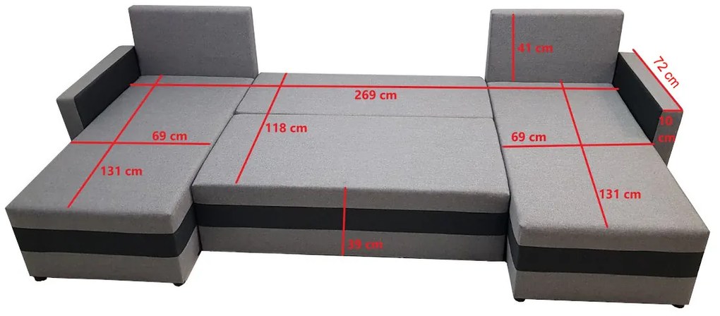 Supermobel Coltar extensibil in forma de U VELVET, 289x77x141, malmo 85/malmo 96