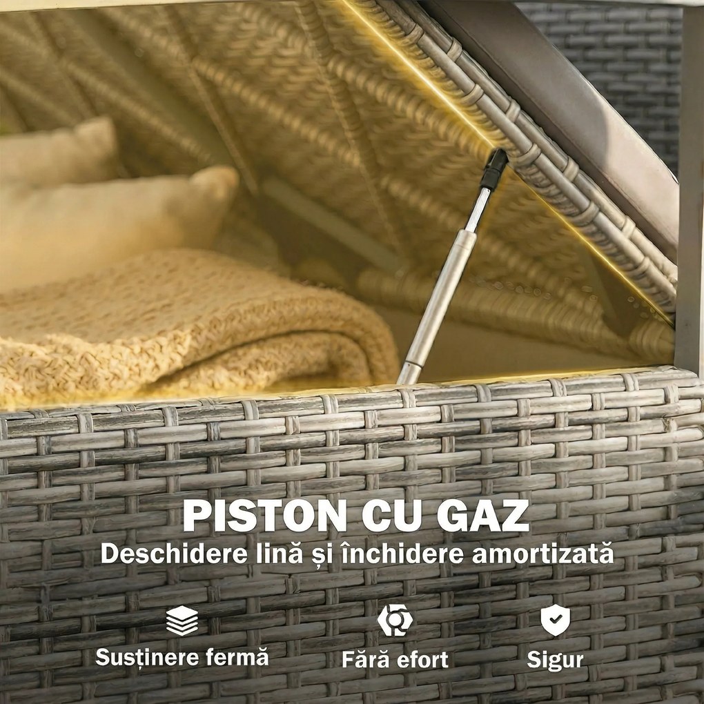 Outsunny bancă ladă poliratan împletit | Aosom Romania