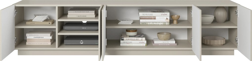 Comodă TV Asha 200 cm cu cinci uși, cu fronturi riflate - casmir