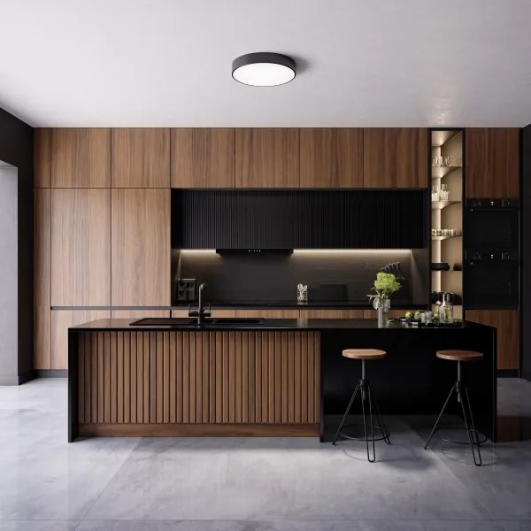 Plafonieră cu senzor CLEO 4xE27/24W/230V d. 50 cm neagră