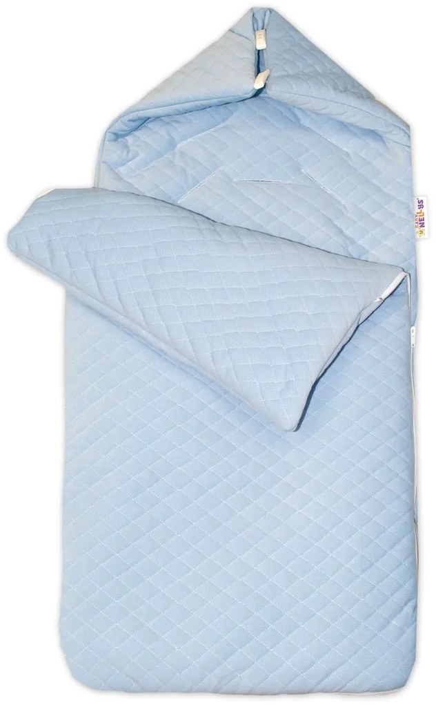 Sac de dormit copii footmuff Baby Nellys matlasat, catifea , 45 x 95 cm - albastru