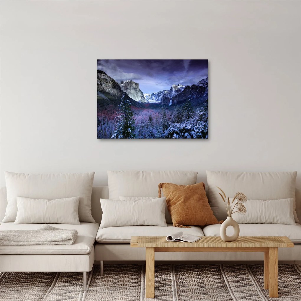 Tablou cu peisaj montan iarna (70x50 cm)