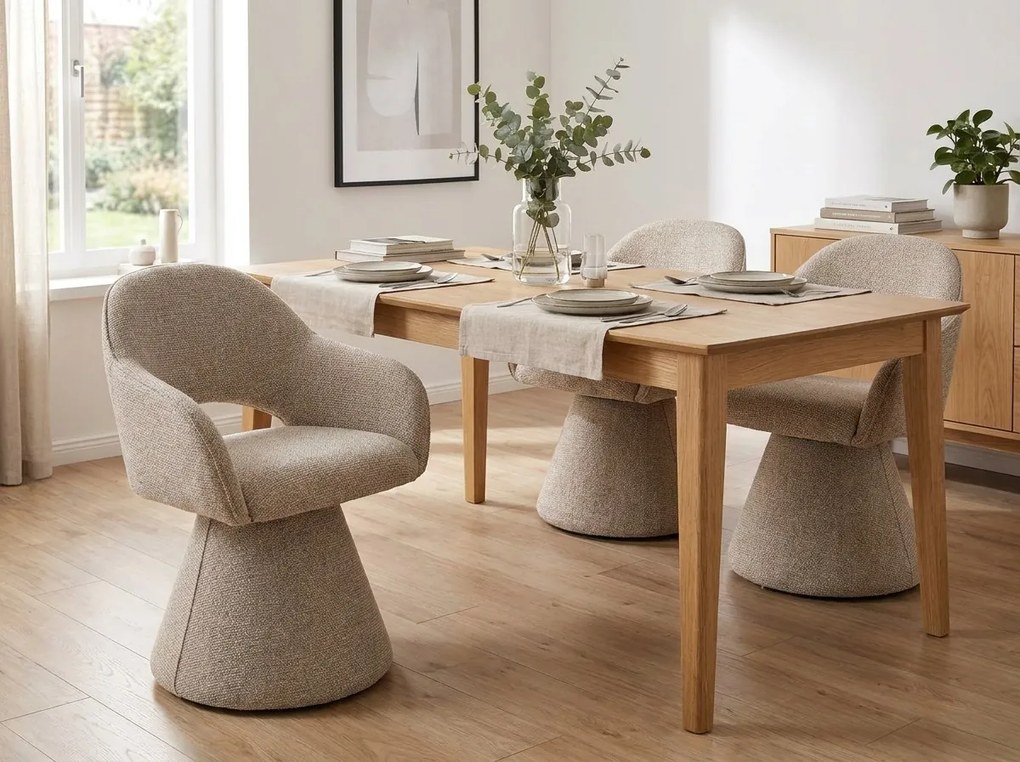 Scaun de dining rotativ tapisat AVIRO, bej
