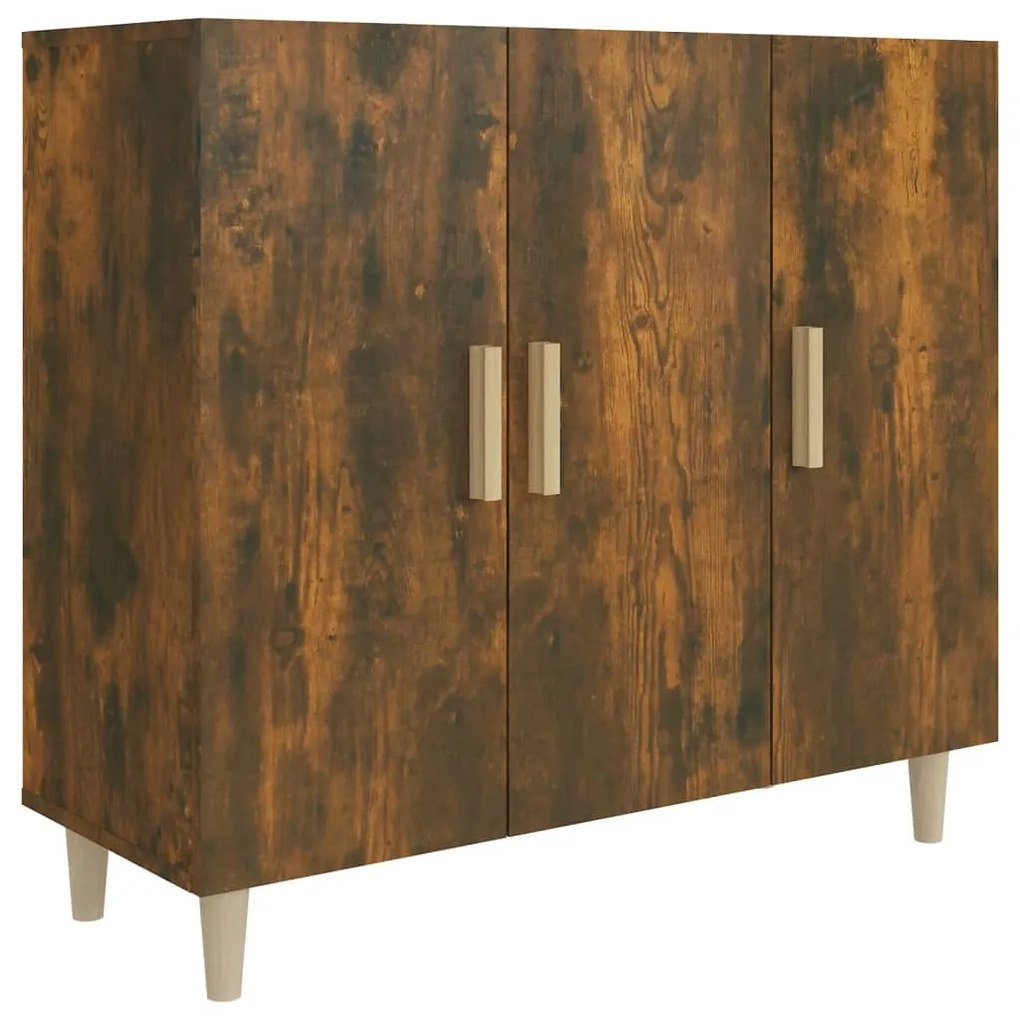 817459 vidaXL Servantă, stejar fumuriu, 90x34x80 cm, lemn compozit
