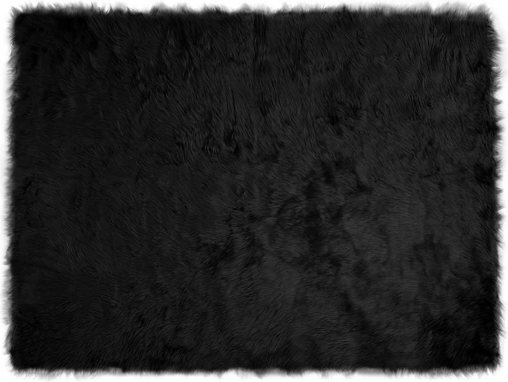 vidaXL Covor din Lână Faux Tafalla Negru 160 x 230 cm Poliester