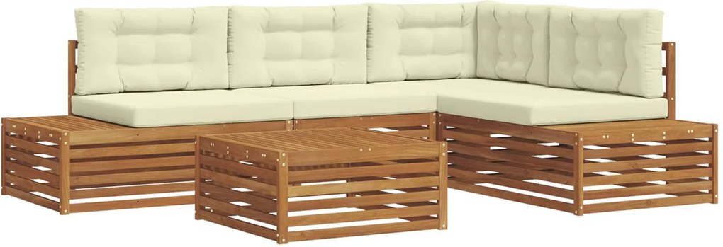 vidaXL Set de canapele de exterior cu pernă 5 Bucată Natural și Crem