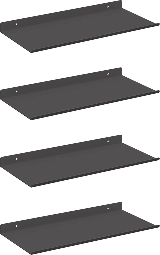 vidaXL Raft suspendat Pe perete 4 pcs Negru 40 x 18 x 2,5 cm Oțel