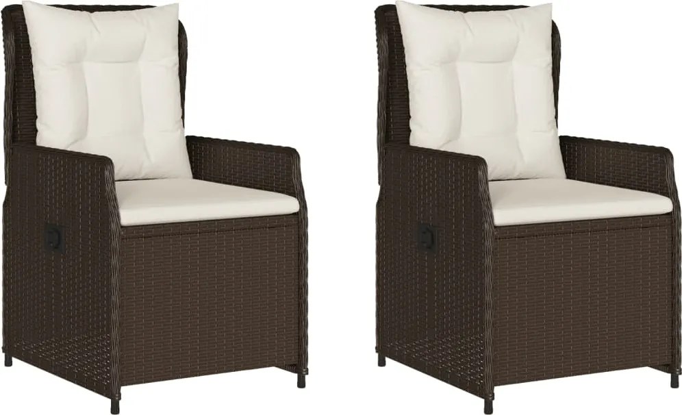 vidaXL Scaune de grădină rabatabile, 2 buc., maro, poliratan