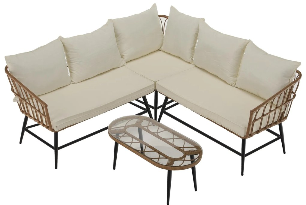 Set mobilier de grădină Arala (natural + bej + negru) (pentru 4 persoane). 1116234