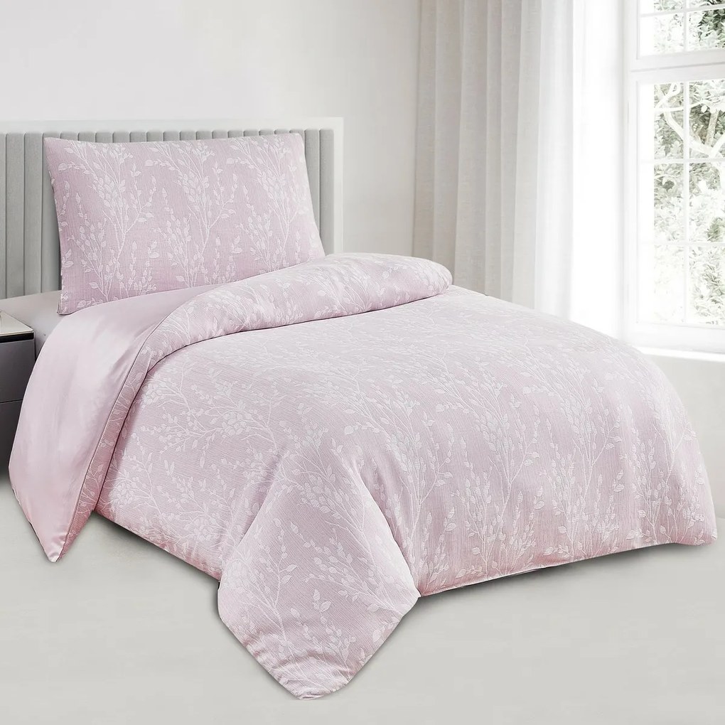 Lenjerie de pat din jacard Boston roz, 140 x 200cm, 70 x 90 cm