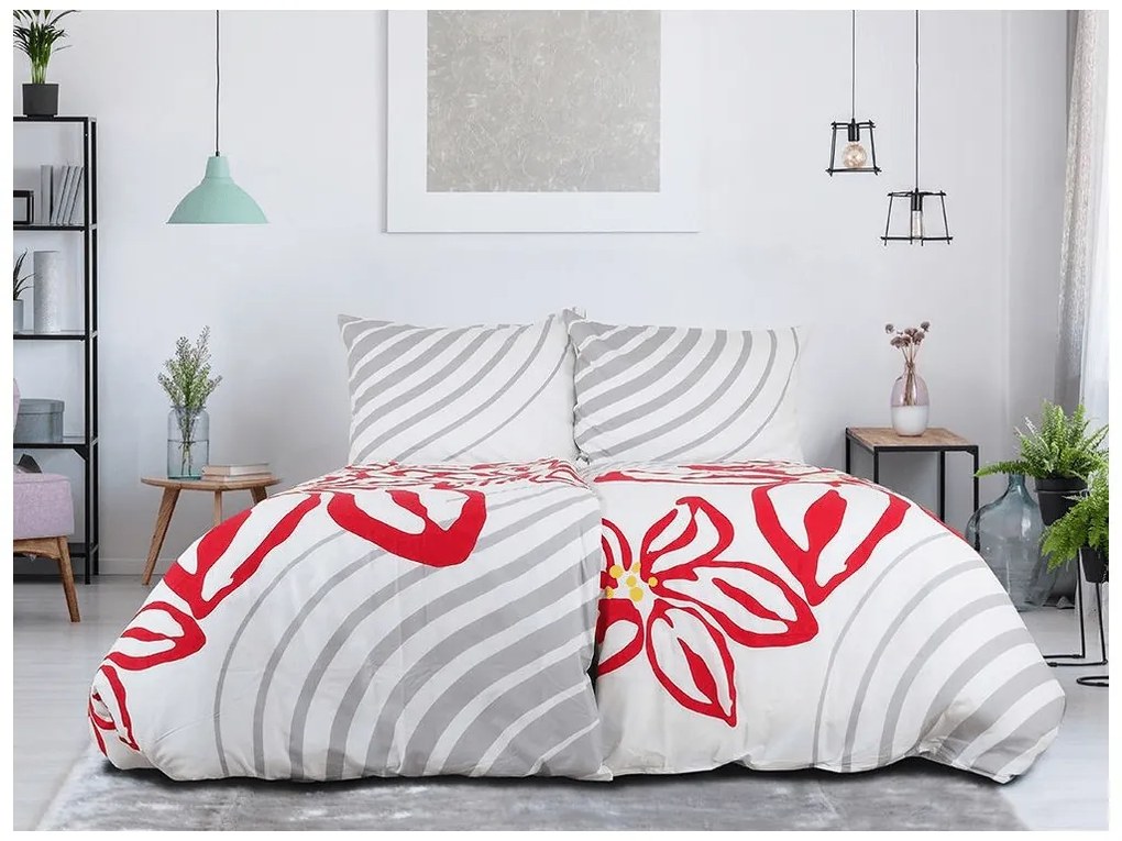 Lenjerie de pat din bumbac FLOERIC gri deschis Dimensiune lenjerie de pat: 70 x 90 cm | 140 x 200 cm