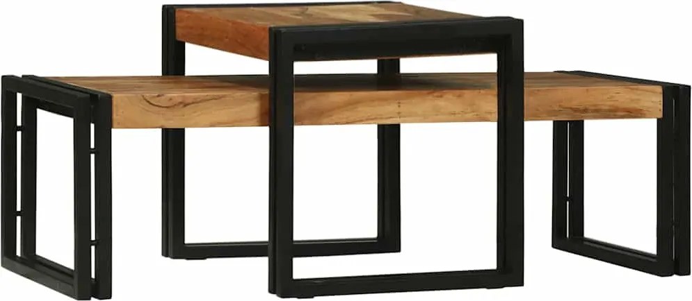 vidaXL Masă de cafea 2 pcs Maro 48 x 40 x 40 cm Lemn Solid de Acacia