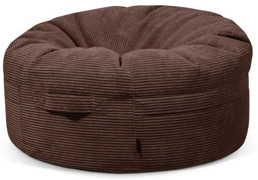 Fotoliu bean bag maro închis cu tapițerie din catifea reiată Roll 105 – SLOWDOWN