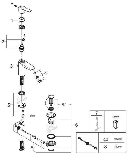 GROHE 242092432 - Baterie lavoar QUICKFIX START 165 mm neagră