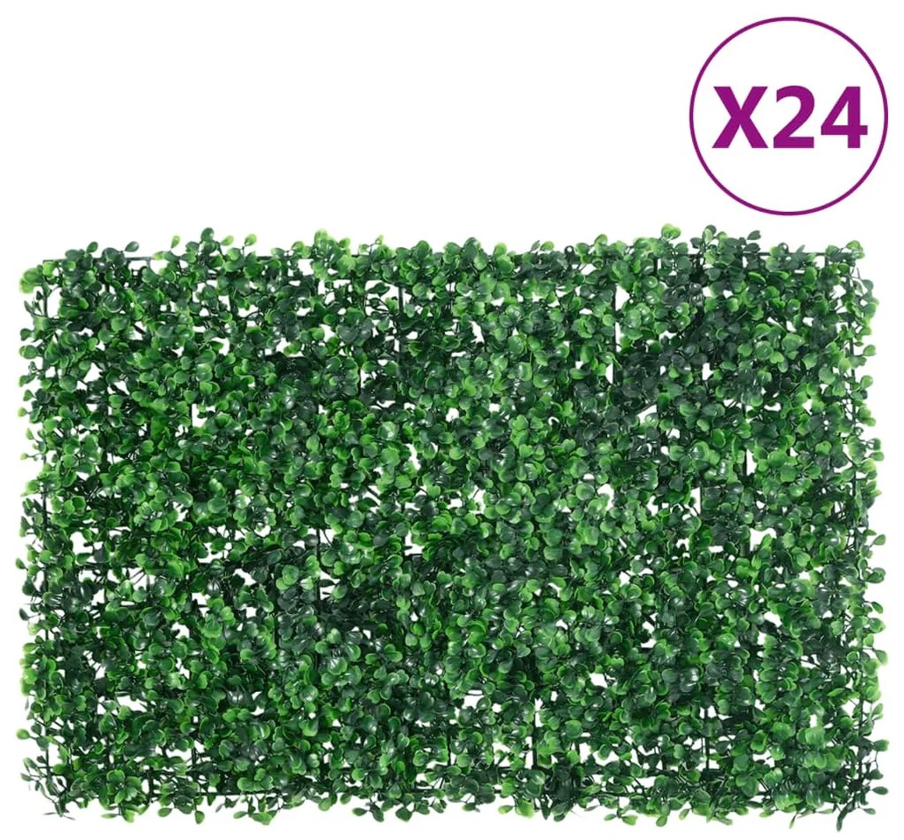  vidaXL Gard din frunze de arbust artificiale, 24 buc. verde 40x60 cm