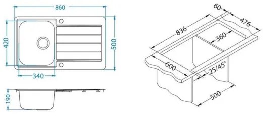 Chiuvetă de bucătărie ALVEUS 1144640 LINE 86x50 cm crom