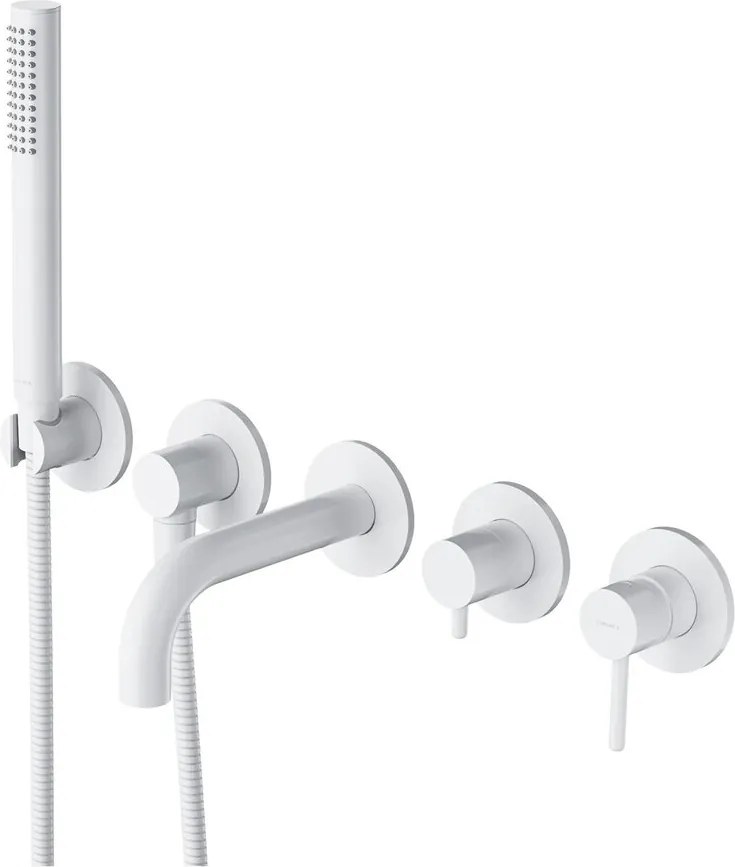 Baterie cada-dus incastrata Omnires Y finisaj alb mat 5 elemente cu corp ingropat pipa 17 cm