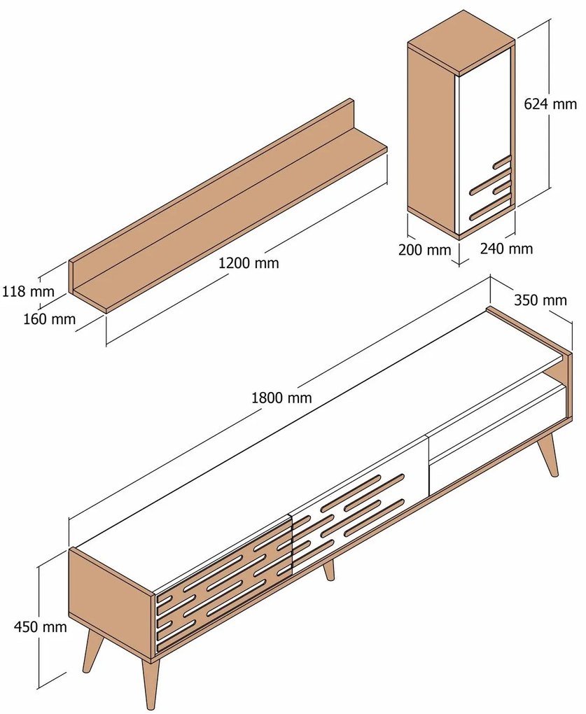 Mobilier living Tonase (Nuc + alb + marmură) . 1095658