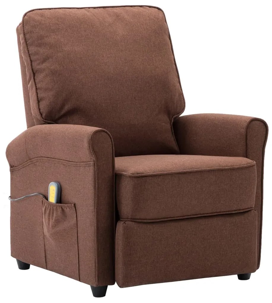 3073711 vidaXL Fotoliu de masaj electric, maro, material textil