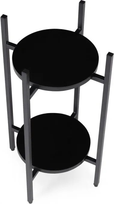 Suport pentru flori Loft - raft cu 2 etaje cu rafturi negre rotunde