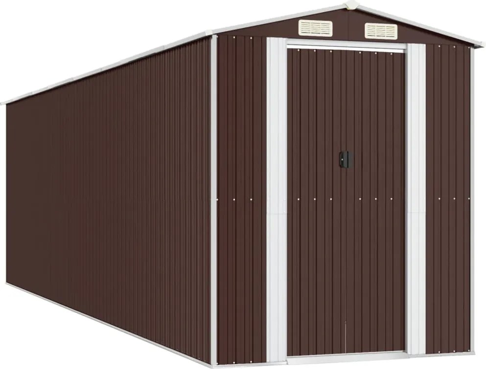 vidaXL Șopron de grădină, maro închis, 192x689x223 cm, oțel galvanizat