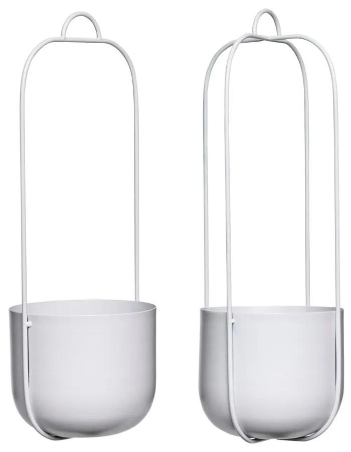 Set 2 ghivece suspendate din fier Hübsch Juro, gri deschis