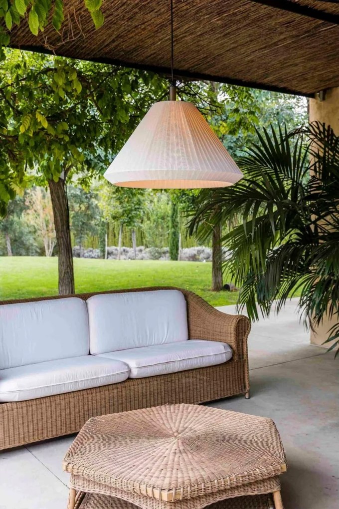 Lustra/Pendul iluminat exterior decorativ SAIGON cone T70 gri/crem