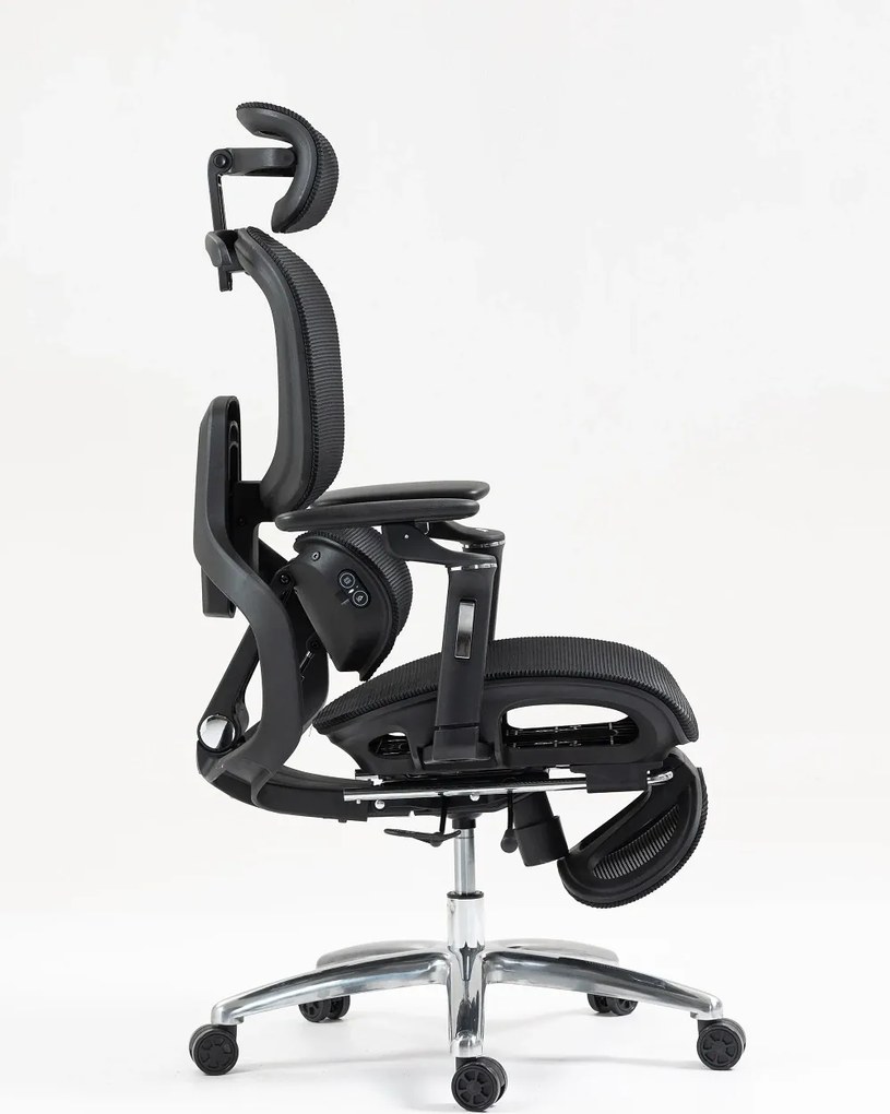 VIGOCHAIR ULTRA PRO VENT/ROLLER Scaun ergonomic, sezut cu ventilatie, spatar reglare verticala, suport lombar cu role masaj si incalzire, sezut translatie, cotiere 6D, suport picioare, Full Mesh, Negru