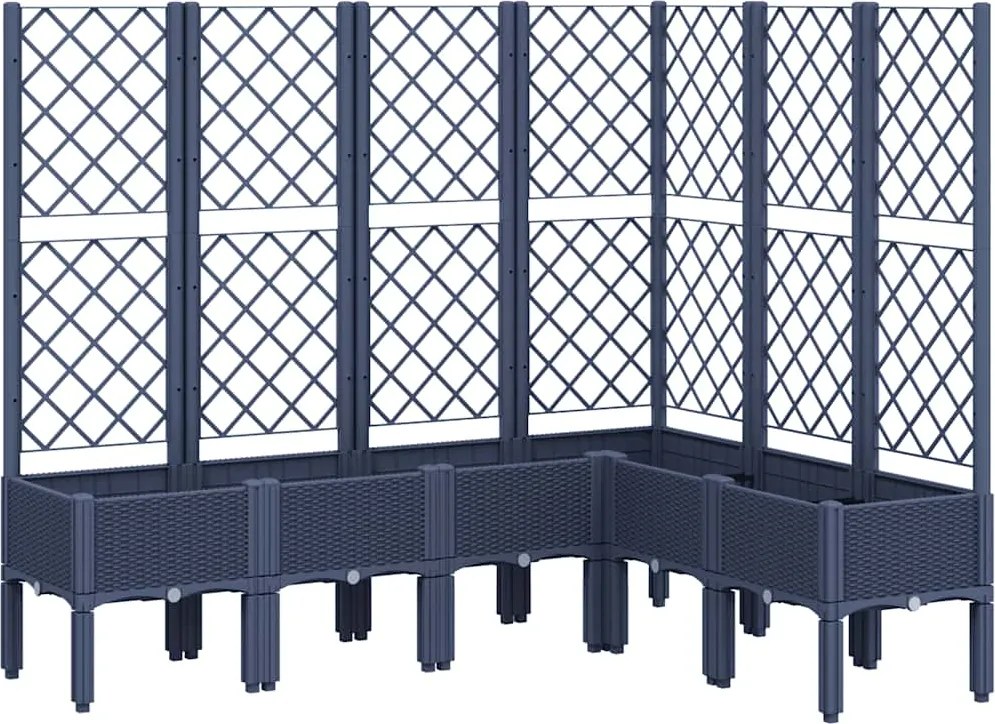 vidaXL Jardinieră de grădină cu spalier, albastru gri, 160x120x142 cm, PP