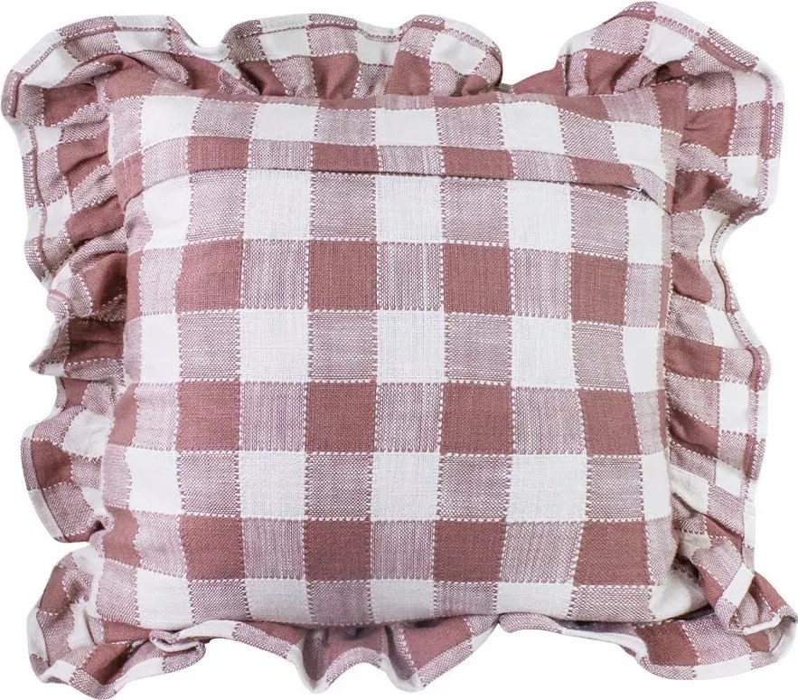Față de pernă din bumbac organic 45x45 cm roz, „Ida Check"